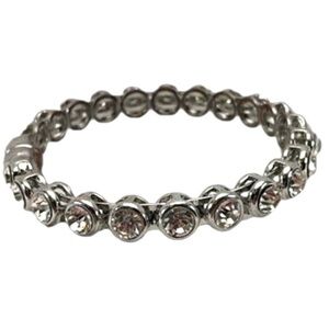 Large White Ice Crystal Silver Tone Bracelet